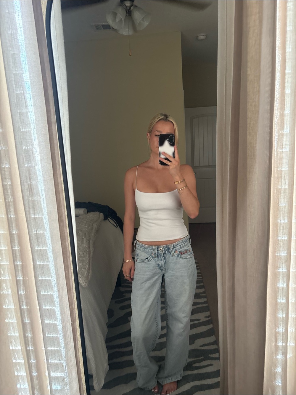 Madewell White Ribbed Slim Spaghetti-Strap Tank